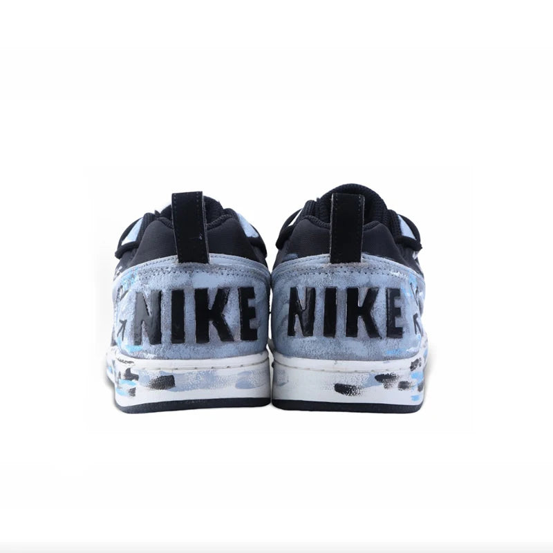 Custom Sneakers Nike Court Borough Drippy for Men Gray Area Theme American Retro Style Hand-drawn Graffiti Remake Versatile