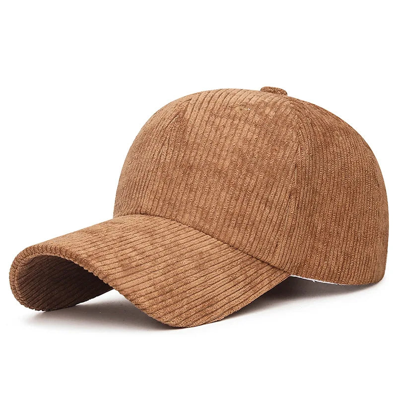 Corduroy Baseball Cap - Adjustable Snapback, Breathable Versatile Striped Casual Hat