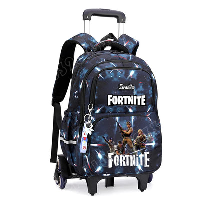 Fortnite Trolley Bag Easy Stair Climbing Anime Waterproof Wheeled Backpack Large Capacity Student Schoolbag Casual Travel Bag