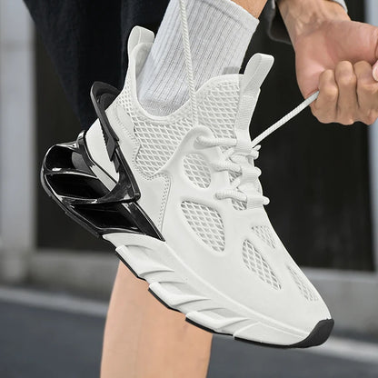 Men's Sports Shoes New Mesh Breathable Outdoor High Elasticity Running Shoes Fashionable Summer Comfortable Sports Tennis Shoes