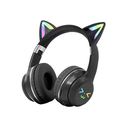 Gradient wireless RB cute cat ears Bluetooth headphones with microphone stereo music games headphones girls children gift