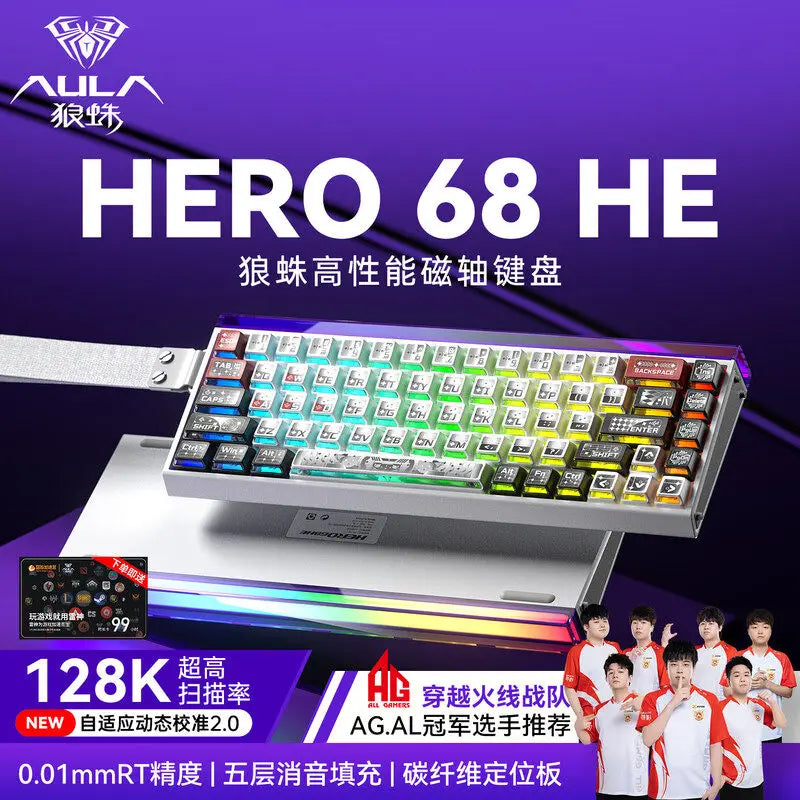 AULA HERO68 HE Magnetic Switch Keyboard Rapid Trigger 8K Polling Rate Esports Gaming Keyboard RGB Wired Mechanical Keyboard
