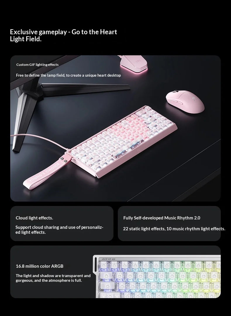 MCHOSE ACE68 V2 Gaming Keyboard Hall Effect 0.001MM RT 8kHz Polling Rate Hot Swappable Support 16K/128K/256K Scan Rate RGB DKS