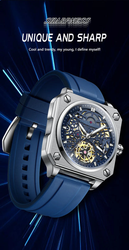 BINBOND mechanical wristwatches for men luxury luminous waterproof automatic accurate tourbillon men's watch skeleton reloj