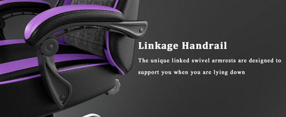 Gaming Chair with Pocket Spring Cushion and Footrest, Ergonomic Computer Chair for Adults, Breathable PU Leather Game Chair, Adj