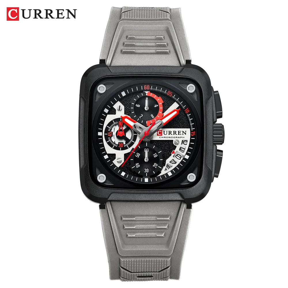 Top Brand CURREN Men's Watches Luxury Square Quartz Wrist Watch Original Waterproof Luminous Chronograph Watch for Men Relogio