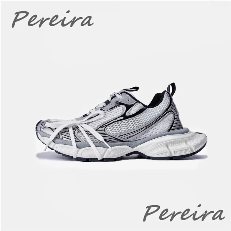 Street Style Thick Sole Men Sneakers New Mixed Colors Lace-Up Couple Casual Shoes Comfortable Breathable Running Walking Shoes