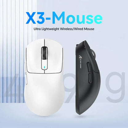 ATTACK SHARK X3 třirežimová myš 1K Hz, X3Pro bezdrátová Bluetooth myš 4K Hz, lehká, PAW3395, mobilní rychlost 650IPS