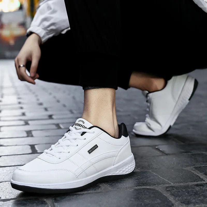 Leather Sneakers for Men, Casual Shoes, Soft Sole, Outdoor Walking Shoes, Sports, Four Seasons
