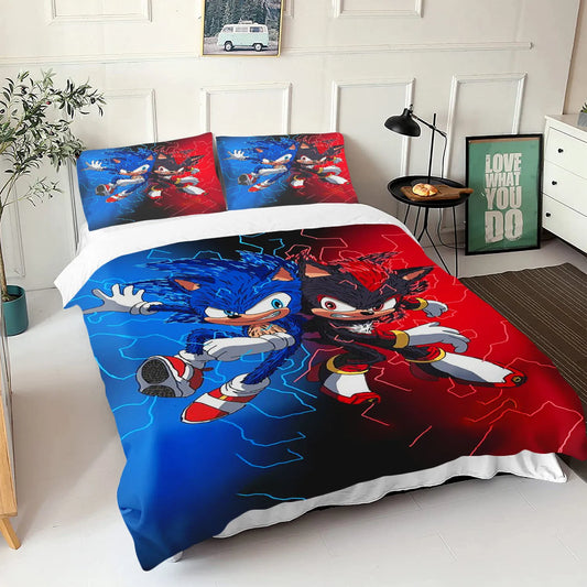 The Movie hedgehogs Boy Bedding Set Anime Digital Cartoon Sonics Duvet Cover Comforter Bed Youth Kids Girl Boys Gift