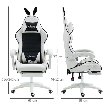 Vinsetto Pu Leather Swivel Gaming Chair with Adjustable Height 65X63X136-142Cm
