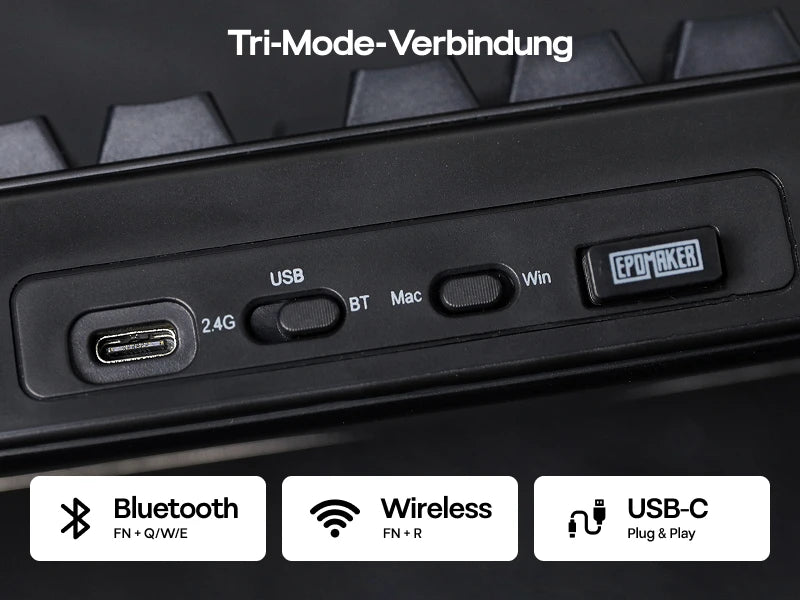 ISO-DE Layout EPOMAKER TH99 QWERTZ Layout 96% Creamy Gasket Wired/Bluetooth/2.4G Wireless Mechanical Keyboard with Knob/Numpad