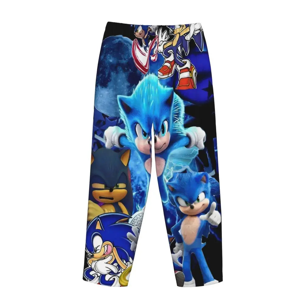 Custom Women Soniced Pajama Pants Printed Hedgehog Game Sleep Sleepwear Bottoms with Pockets