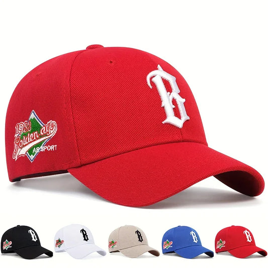 Unisex B Letter Embroidery Baseball Caps Adjustable Casual Hats Spring and Autumn Outdoor Sunscreen Hat