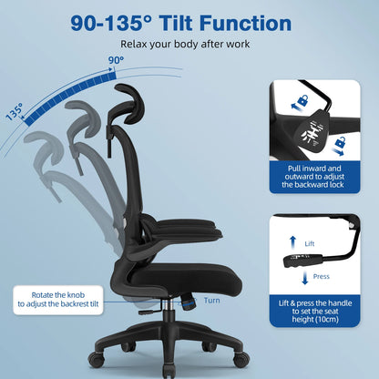 Daccormax office chair ergonomic, Desk chair, 150kg capacity, adjustable headrest and armrests, Computer chair with lumbar support