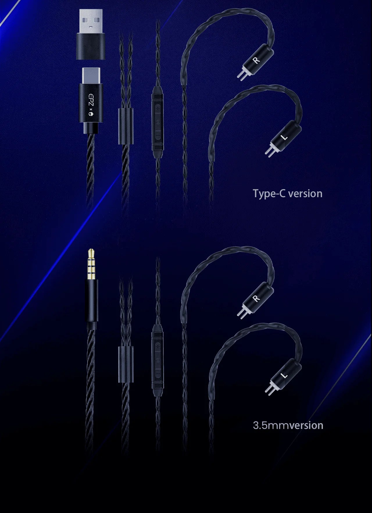 Auriculares Gaming HiFi com Fio EPZ G10 – Monitores In-Ear Type-C e 3.5mm com DAC, Isolamento de Ruído, Cabo Amovível e Microfone