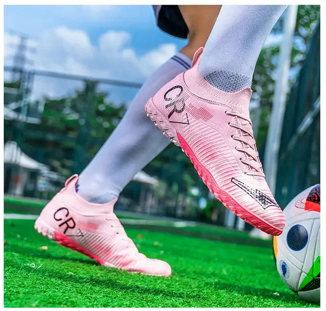 Kinder-Fußballschuhe mit Zehenschutz, Schnürverschluss, kurzen rutschfesten Stollen, strapazierfähig und atmungsaktiv, für Outdoor-Spiele auf Rasen