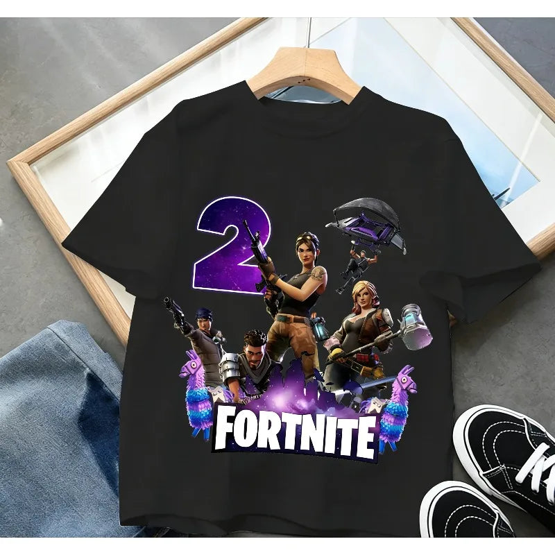 Detské narodeninové tričko Fortnite s číslom pre dievčatá a chlapcov, letné detské bavlnené tričko s krátkym rukávom na párty, darček pre batoľa