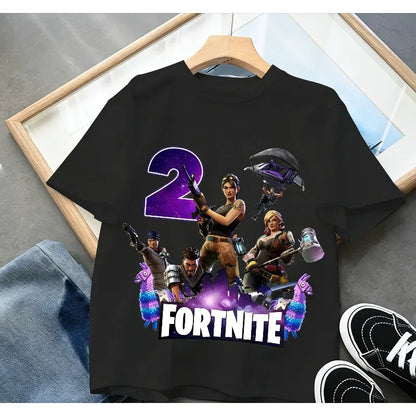 Detské narodeninové tričko Fortnite s číslom pre dievčatá a chlapcov, letné detské bavlnené tričko s krátkym rukávom na párty, darček pre batoľa
