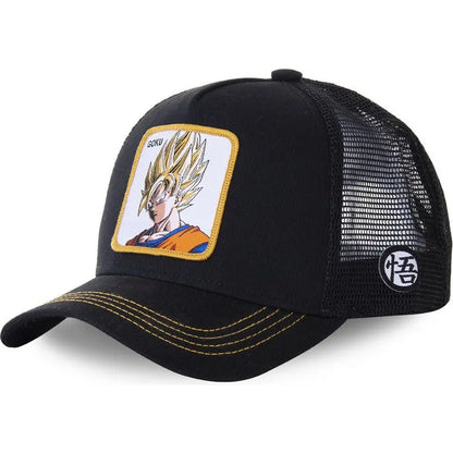 Șapcă Dragon Ball Son Goku de vară pentru călătorii, cu cozoroc, pentru bărbați, brodată, în stil hip-hop, din plasă, cu vizieră de soare, șapcă de baseball, pentru sport în aer liber