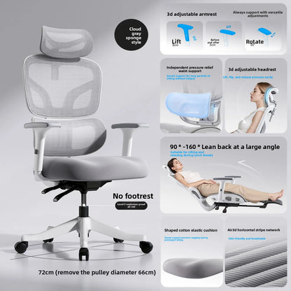 Ergonomic Office Chair Comfortable  Long Sitting Home Gaming Computer Recliner Nap Chair Adjustable Height Lumbar Support Swivel