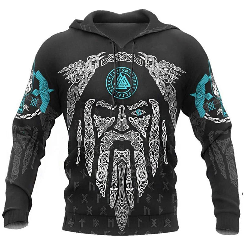 2024 Mens Hoodies Eagle Tattoo Pattern Vikings 3D Printed Fashion Casual Harajuku Hip Hop Autumn And Winter Oversized Sudaderas, Produit gaming premium Fraquane