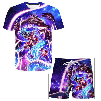 2026 Summer Dragon Ball Z Tshirt Set Kids Vegeta Boys Clothes Mens Women T-shirt Suit Trucksuit Clothes Short Sleeve Shorts Set