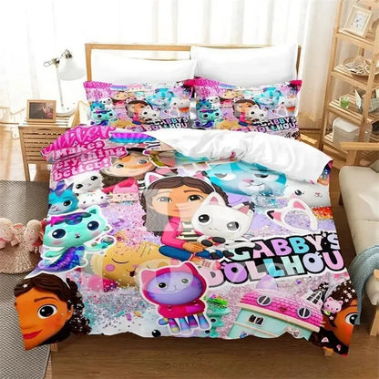 Gabby's Dollhouse 3D Printed Duvet Case Pillowcase Bedding Set Twin Full King for Kids Adults Bedroom
