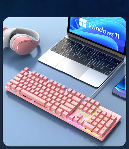 Wired Mechanical keyboard Gamer USB Keyboards gaming Backlit Musical 100% Computer 104 keys keyborad Ergonomic Pc key board