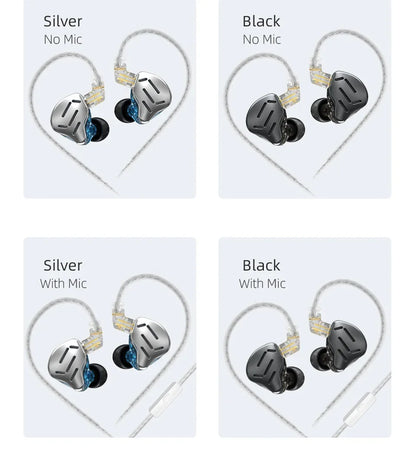 KZ ZAX 7BA 1DD Hybrid In Ear Earphones 16 Driver Unit HIFI Headset Metal Earbuds Earphone 2PIN Cable