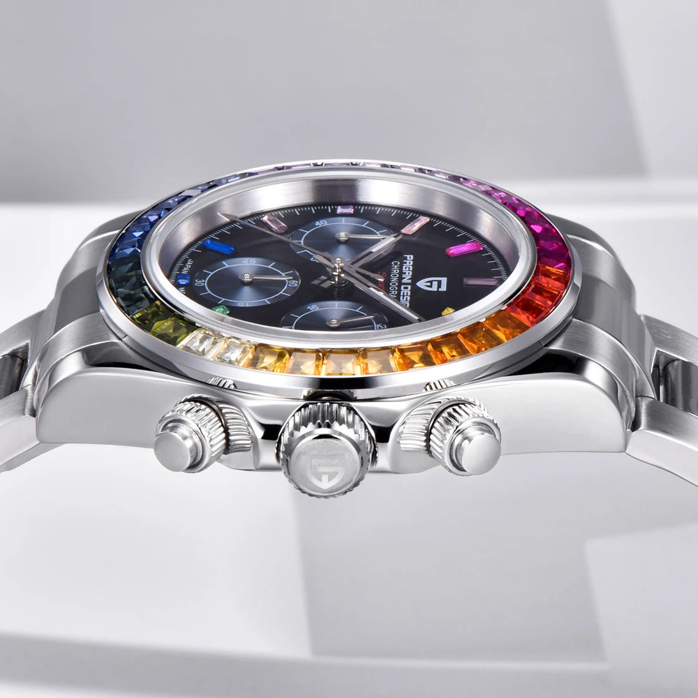 Vyriškas laikrodis „PAGANI DESIGN“ – modelis su spalvotais ciferblatais, prabangus kvarcinis rankinis laikrodis, chronografas su mechanizmu