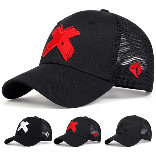 Unisex X Letter Embroidery Baseball Net Caps Spring and Summer Outdoor Adjustable Casual Hats Sunscreen Hat Sports Golf Cap