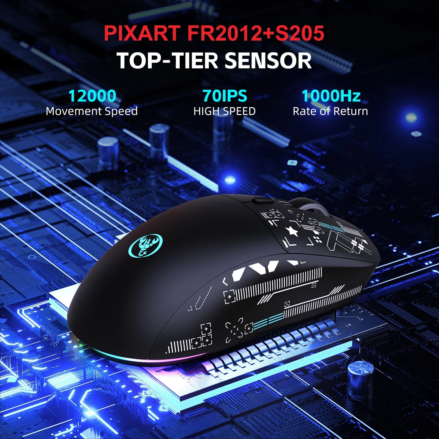 RGB Wireless Gaming Mouse With Charging Dock 3-Mode Connection Silent Buttons Long-Lasting Rechargeable Battery for PC Laptop