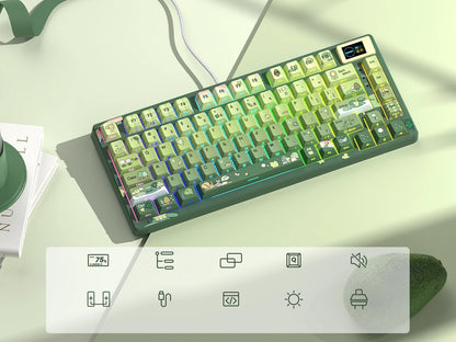 Womier SK80 Green 75% Keyboard with Color OLED Display Mechanical Gaming Keyboard Gasket Mounted RGB Hot Swap Custom Keyboard