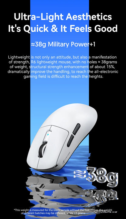 Attack Shark R6 Gaming Mouse 38g Ultra-Light, PAW3950 8K Return Rate Wireless, Nordic 52840, 24000DPI, Tri-Mode