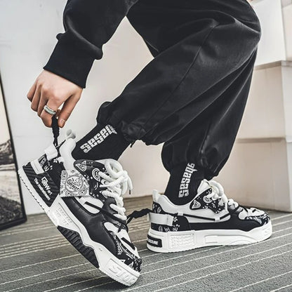 Fashion Skate Shoes Men's Sneakers Breathable Running Shoes Outdoor Mesh Casual Shoes Men's Lace-Up Vulcanized Shoes Zapatillas