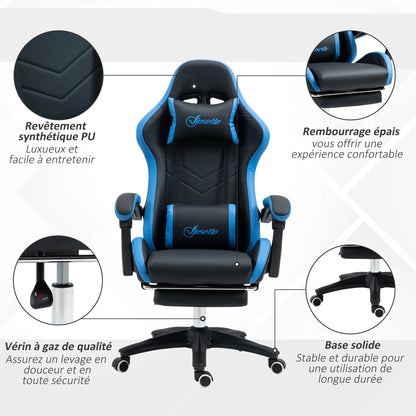 Gaming Chair with footret, Ergonomic Gaming Chair with Lumbar Cushion, head, Gaming Chair, Adjustable heights compitter Chair