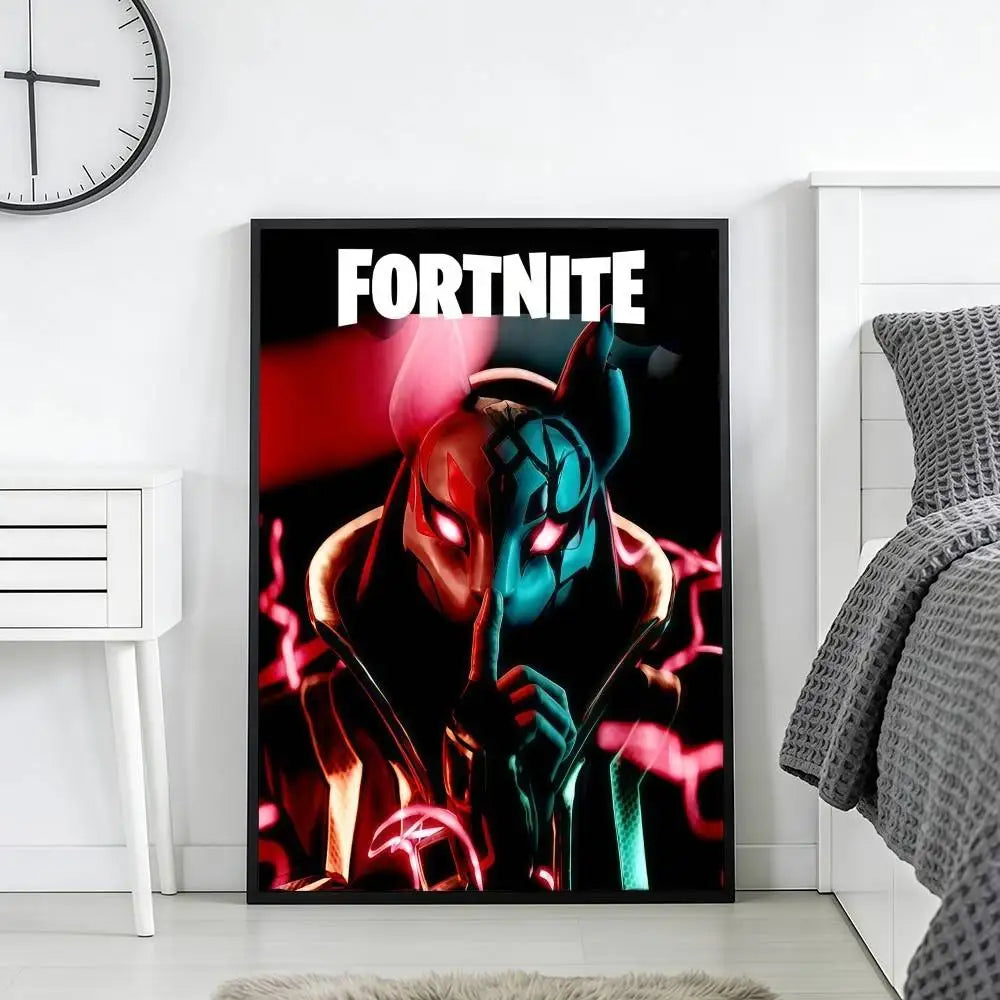 F-FORTNITES-ES Online Game Poster Stickers Art Print Retro Vintage Wall Decor HD Living Room Home Office Gift Occasion