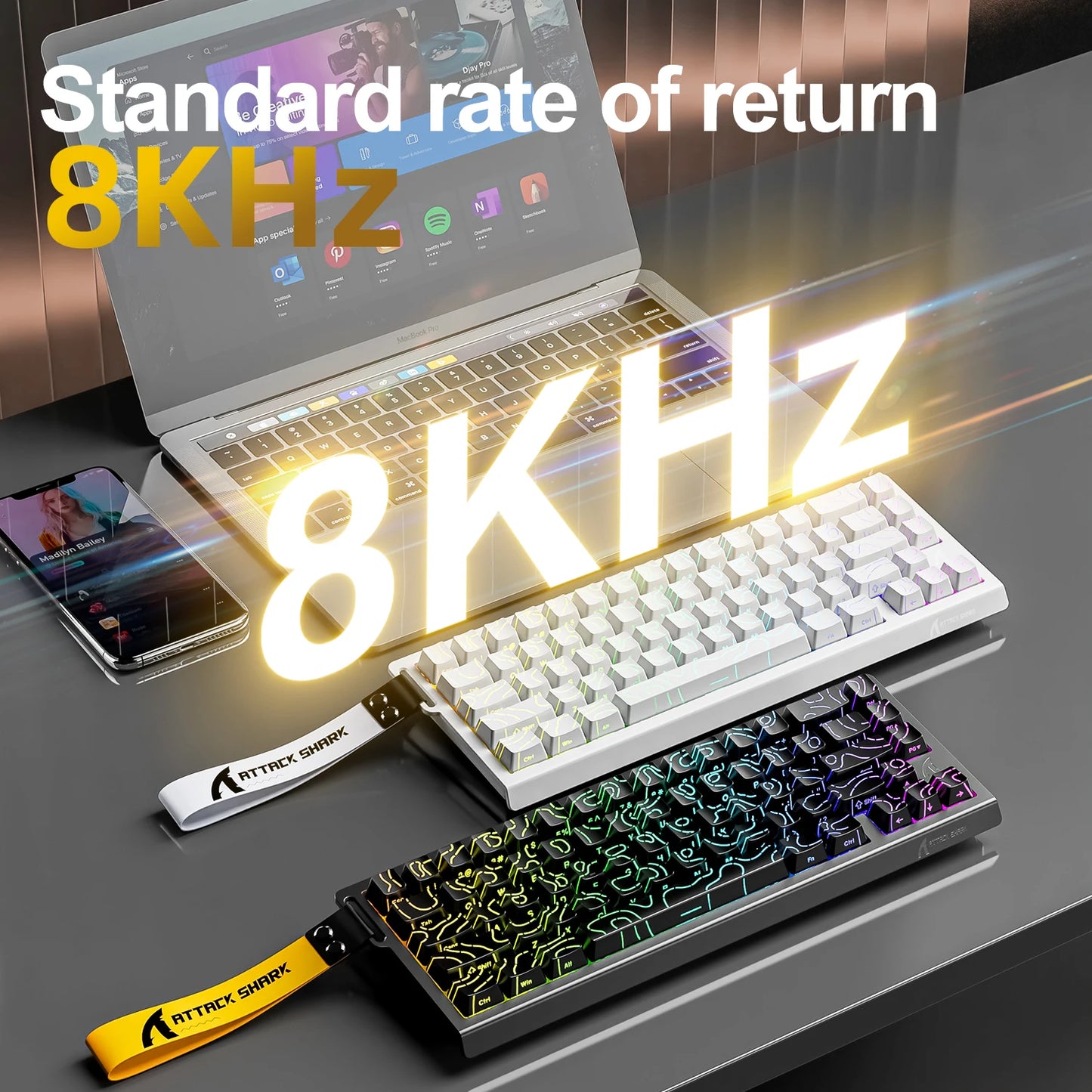 Attack Shark X68HE Gaming Keyboard Wired 8K Polling Hall Effect Magnetic Switch Rapid Trigger SOCD/RS Low Latency Pro Gaming
