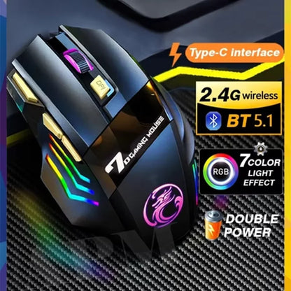 7-key 2.4G silent rechargeable colorful breathing light wireless gaming mouse without double clicking