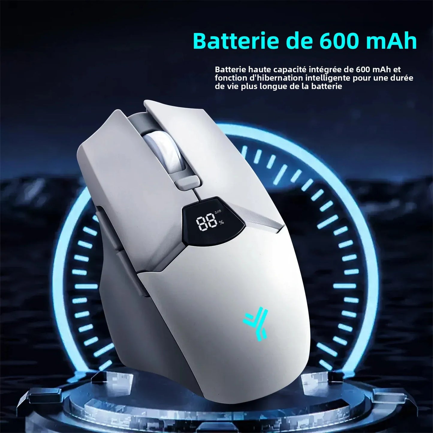 Wireless Bluetooth Mouse with Digital Battery Display, Silent Ergonomic Mouse for PC Laptop Gaming, 2.4G/Bluetooth 5.0