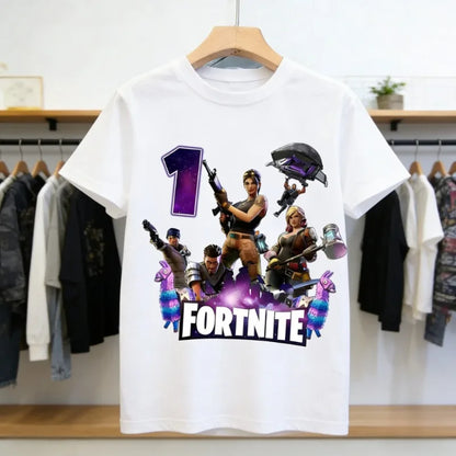 Detské narodeninové tričko Fortnite s číslom pre dievčatá a chlapcov, letné detské bavlnené tričko s krátkym rukávom na párty, darček pre batoľa