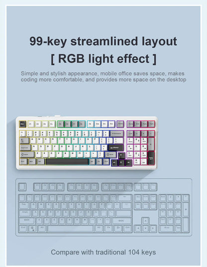 AULA F99 Machanical Keyboard Bluetooth 5.0/2.4G Wireless/Wired Gasket-mounted Gaming Keyboard 99 Keys Customizable Keyboards