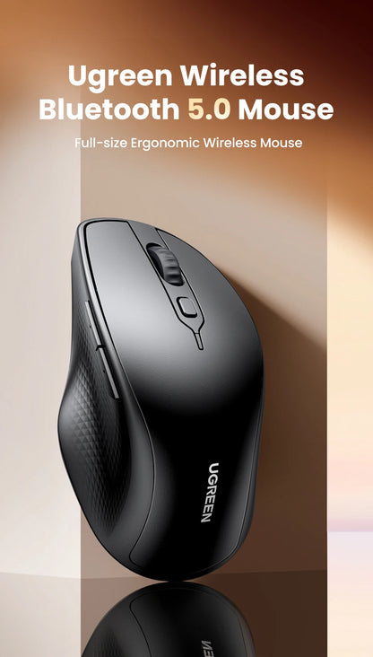 UGREEN Wireless Mouse Bluetooth 5.0 Ergonomic 4000 DPI 6 Mute Buttons For MacBook Computer Tablet Laptop PC 2.4G Mice Mouse