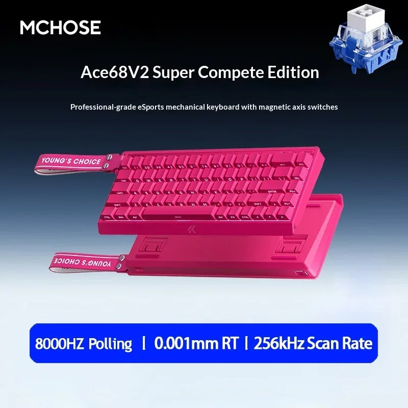 MCHOSE ACE68 V2 Gaming Keyboard Hall Effect 0.001MM RT 8kHz Polling Rate Hot Swappable Support 16K/128K/256K Scan Rate RGB DKS