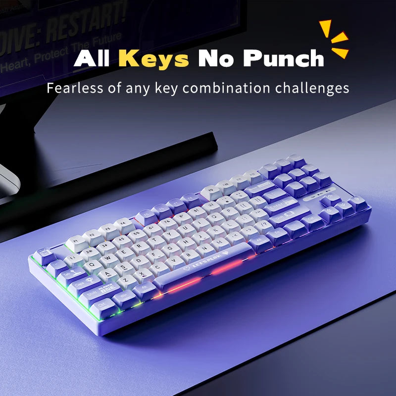 Ajazz AK870MC Wired Mechanical Gaming Keyboard 75% Layout Hot Swap Keyboards 87 Keys Red Brown Switch for Laptop Desktop PC