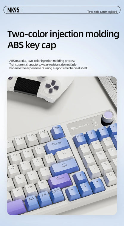 SMAILWOLF MK95 Bluetooth 무선 한국어 맞춤형 기계식 키보드 e-스포츠 3 모드 노트북 오피스 게임 풀 키 핫 스왑 가능 RGB 조명 효과