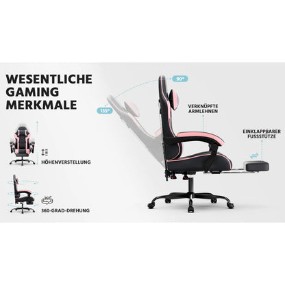 Gaming Chair Ergonomic Gaming Chair with Lumbar Support, Breathable Pu Leather Office Chair,Comfortable Computer Chair
