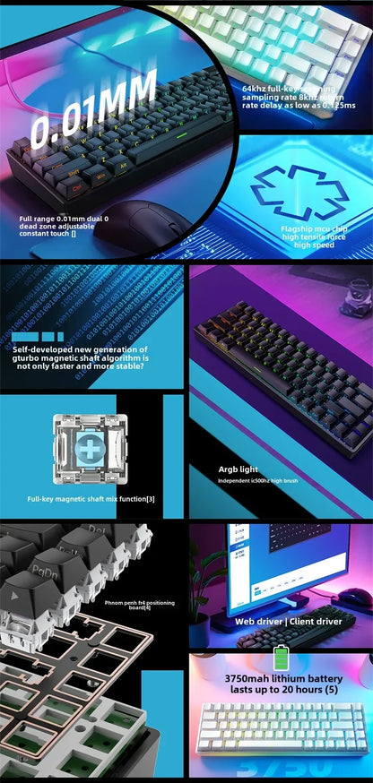 Mars 68 PRO magnetic axis mechanical keyboard gaming keyboard 0 dead zone plug and unplug RGB light wired wireless selectable