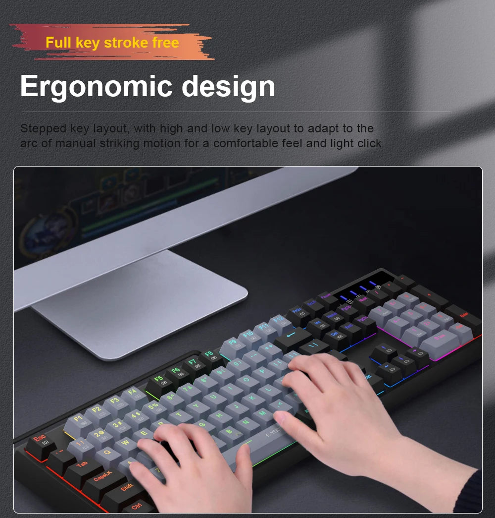 E-YOOSO Z14 RGB USB Mechanical Gaming Wired Keyboard Red Switch 104 Key Russian Brazilian Portuguese Gamer for Computer laptop